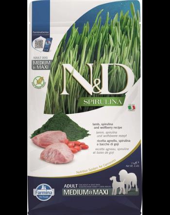 FARMINA N&amp;D Spirulina Adult Medium&amp;Maxi Lamb &amp; Wolfberry 2 kg Hrana uscata pentru caini, cu miel si spirulina