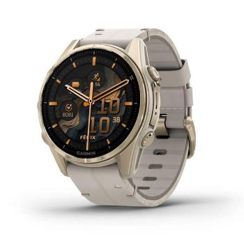 Garmin Fenix® 8 – 43 mm, AMOLED Sapphire, Soft Gold / Limestone s koženým řemínkem 010-02903-40