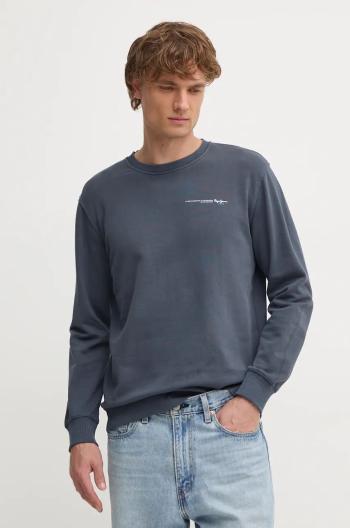 Bavlněná mikina Pepe Jeans DAVY CREW pánská, šedá barva, s potiskem, PM582740