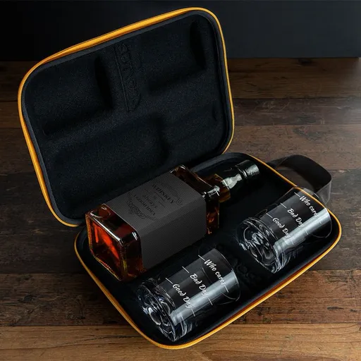 Elegantní pouzdro na whisky se sklenicemi Who Cares