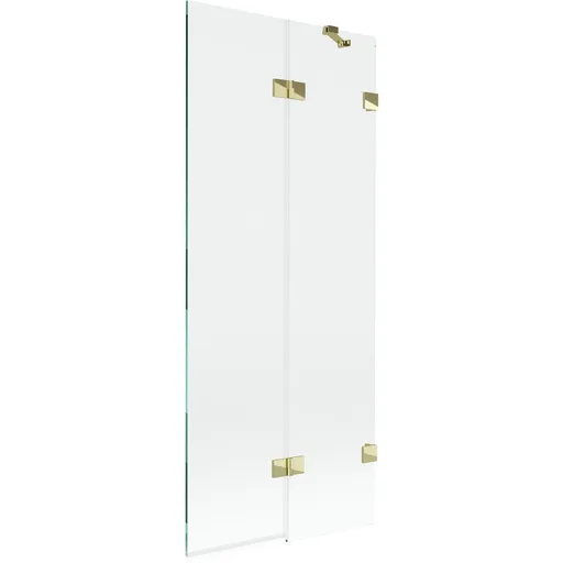 MEXEN/S Lunar vanová zástěna 2-křídlová pravá 80 x 150, transparent, zlatá 897-080-100-50-00-P