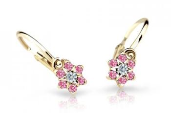 Cutie Jewellery Půvabné dětské náušnice ze žlutého zlata C2152-10-X-1 fuchsiová
