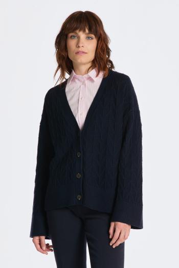 SVETR GANT HERRINGBONE V-NECK CARDIGAN EVENING BLUE