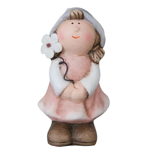 Dekorace dívka s květinou - 6*5*10 cm Clayre & Eef