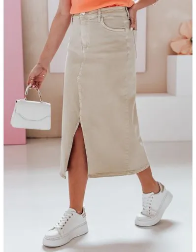 Džínová sukně maxi TELL ME MAXI béžová