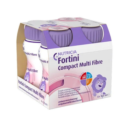 Fortini Compact Pro děti s vlákninou Jahoda 4x125 ml