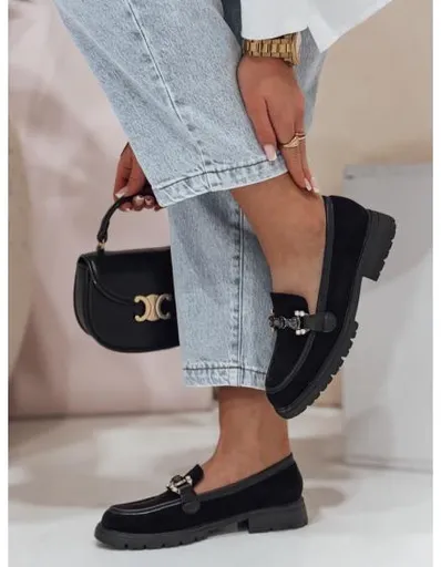 Dámské mokasíny na ploché podrážce LOFINKA černé