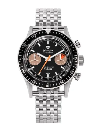 Nivada Grenchen Chronomaster White Orange Boy Inter. Bezel - Manual - Forstner Beads of Rice