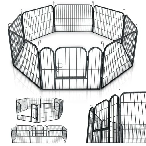 Kovová ohrádka pro štěňata a malá zvířata 160x160x60 cm