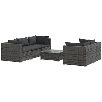 6dílná zahradní sedací souprava s poduškami polyratan šedá, 3101493 (3101493)