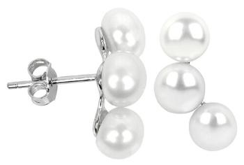 JwL Luxury Pearls Stříbrné náušnice se třemi pravými perlami JL0283