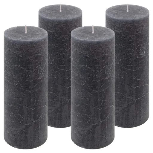 Antracit parafínová svíčka rustikální 20 cm, 90 h, sada 4 ks