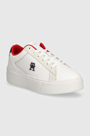 Kožené sneakers boty Tommy Hilfiger TH PLATFORM COURT SNEAKER NBK bílá barva, FW0FW08210