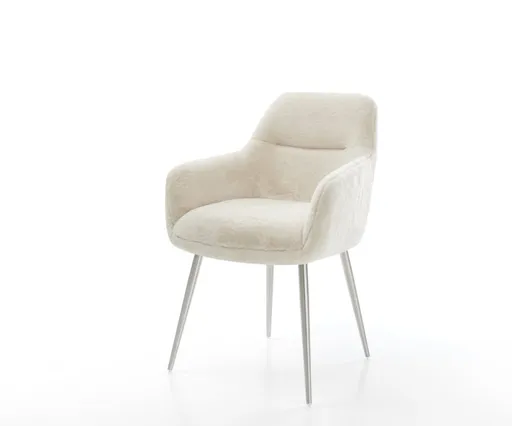 Jídelní židle Pejo-Flex plyšový manšestr krémová bílá 4 nohy