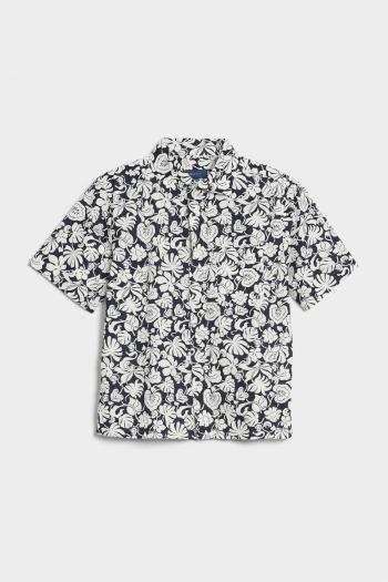 KOŠILE GANT TROPICAL LEAVES PRINT SS SHIRT EVENING BLUE