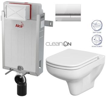 ALCADRAIN Renovmodul předstěnový instalační systém s chromovým tlačítkem M1721 + WC CERSANIT CLEANON COLOUR + SEDÁTKO AM115/1000 M1721 CN1