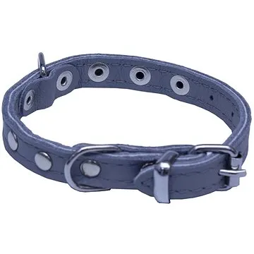 Bafpet Kožený obojek SUNNY zdobený nýty - Šedý, 10mm × 26cm /18-23/ 02109NK (02109NK_SEDA)