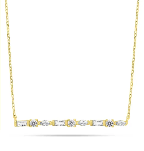 Brilio Silver Elegantní pozlacený náhrdelník s kubickými zirkony NCL199Y