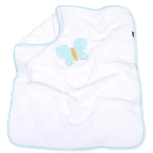 Mamo Tato Oboustranná chlupáčková dečka s vyšívkou 75 x 90 cm, Motýlek, bílá/modrá