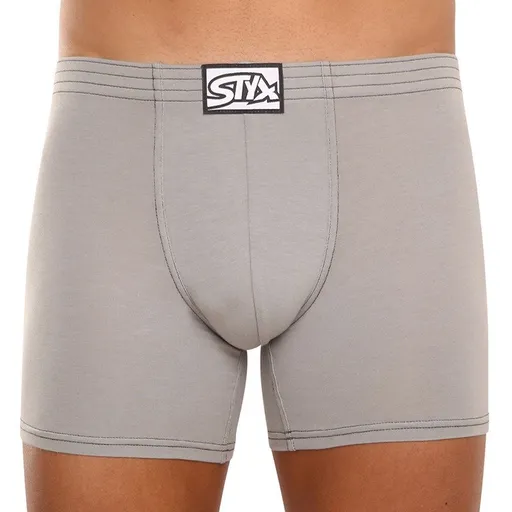 Styx Pánské boxerky long klasická guma světle šedé (F1062) S