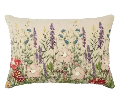 Béžový polštář s divokými květy Wild Flowers - 40*60*10cm MRBPL4060