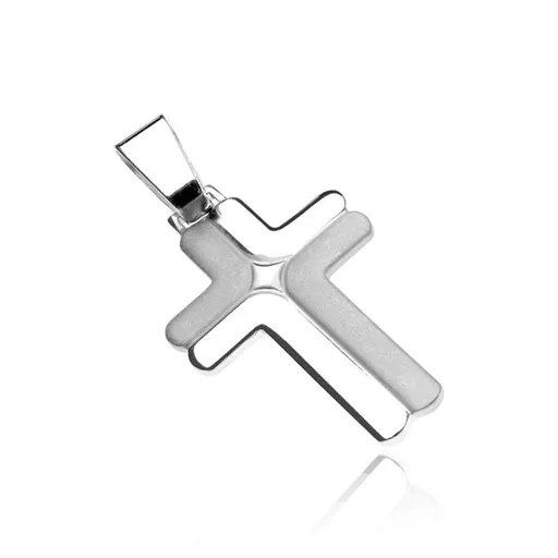 Stříbrný přívěsek, kříž 925 - dvojité matné a lesklé L
