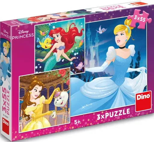 Puzzle Veselé princezny 3x55 dílků