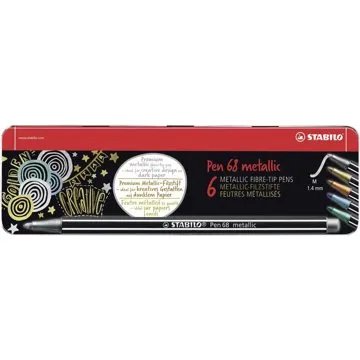 STABILO Pen 68 metallic kovové pouzdro 6 barev (4006381530323)