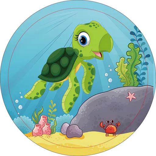 Diamantové malování s rámem Kreslená želvička 17 cm