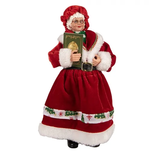 Vánoční dekorace babča v červeném obleku - 14*10*28 cm Clayre & Eef