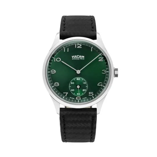 Vulcain Grand Prix - Small Second Green - Black Carbon Leather Strap