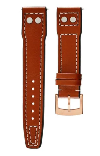 Kožený řemínek Biatec Pilot | Hnědý - 20 mm - Zlatá