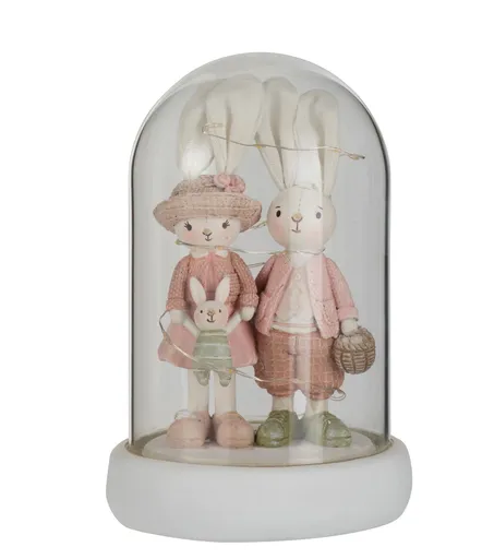 Dekorace králičí dívka a chlapec v poklopu - 12*12*18 cm J-Line by Jolipa