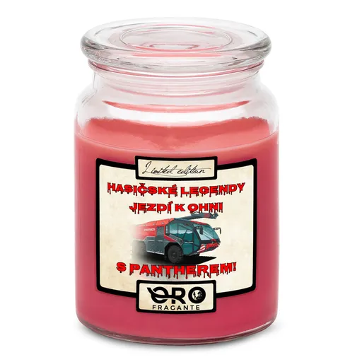 Svíčka Panther červený (Vůně svíčky: Višně v čokoládě)