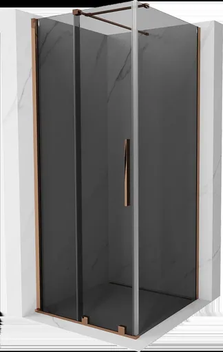 MEXEN/S Velar sprchový kout, posuvné dveře 90 x 90, grafit, růžové zlato 871-090-090-41-60