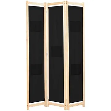 3dílný paraván černý 120 x 170 x 4 cm textil (248183)