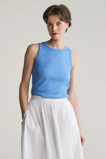 TOP GANT HIGH NECK RIB TANK TOP PERFECT BLUE