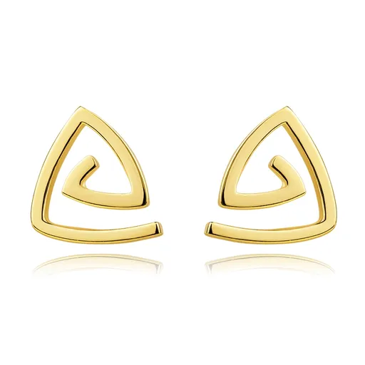 Náušnice ze žlutého zlata 585 - trojúhelníková spirála, puzetky