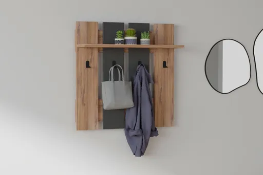 Nástěnný háček Mita - Walnut, Anhtacite