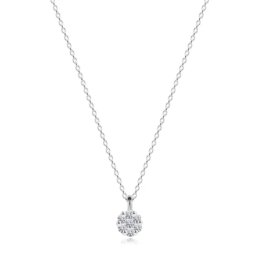 Náhrdelník z bílého zlata 585 - květina se sedmi čirými diamanty