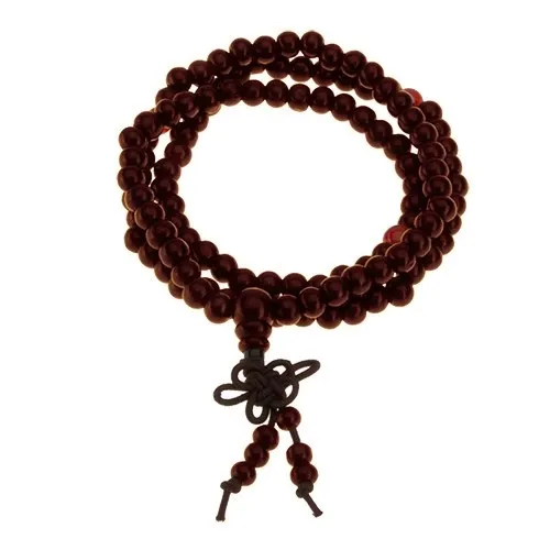 Náramek, černé dřevěné kuličky, kaštanovohnědé skleněné korálky, uzlík