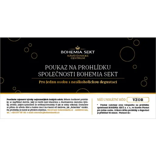 Prohlídka společnosti BOHEMIA SEKT s nealkoholickou degustací - tištěná poukázka