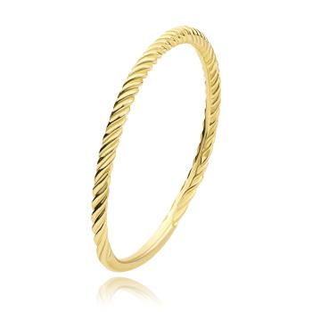 Prsteň v žltom zlate 585 - rameno zatočené do špirály, vrúbky - Veľkosť: 56 mm