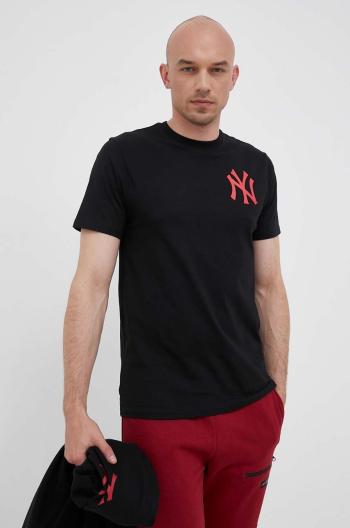 Bavlněné tričko 47brand MLB New York Yankees černá barva, s potiskem