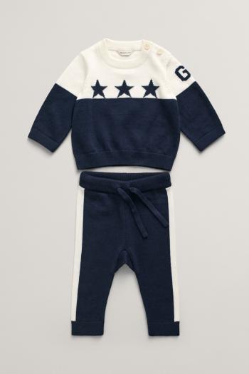 DĚTSKÝ SET GANT STAR AND G KNITTED SET EVENING BLUE