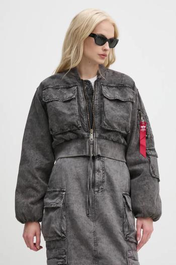 Bomber bunda Alpha Industries šedá barva, zimní, oversize, 148008