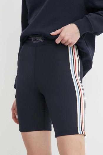 Kraťasy Tommy Hilfiger dámské, tmavomodrá barva, s aplikací, high waist, WW0WW41493