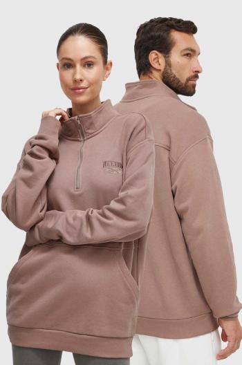 Bavlněná mikina Reebok Classic hnědá barva, s aplikací