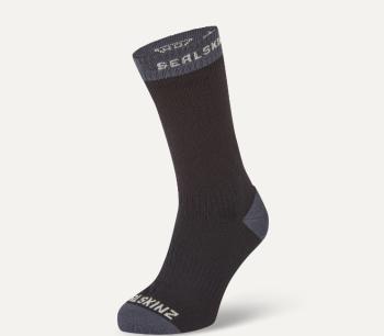 Sealskinz Waterproof Warm Weather Mid Length Sock Black/Grey L Cyklo ponožky