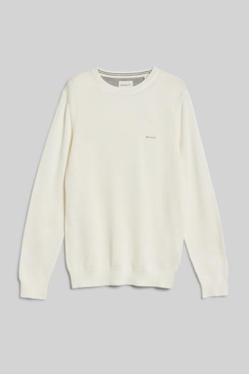 SVETR GANT COTTON PIQUE C-NECK EGGSHELL
